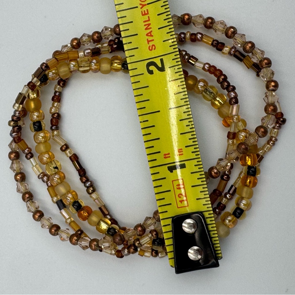 Brown Neutral Beaded Stretch Bracelet Stack Artis… - image 4